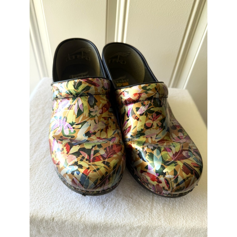 Dansko XP 2.0 Women 41 US 10 Floral Multi Color Leather Nurse Clog Professional
